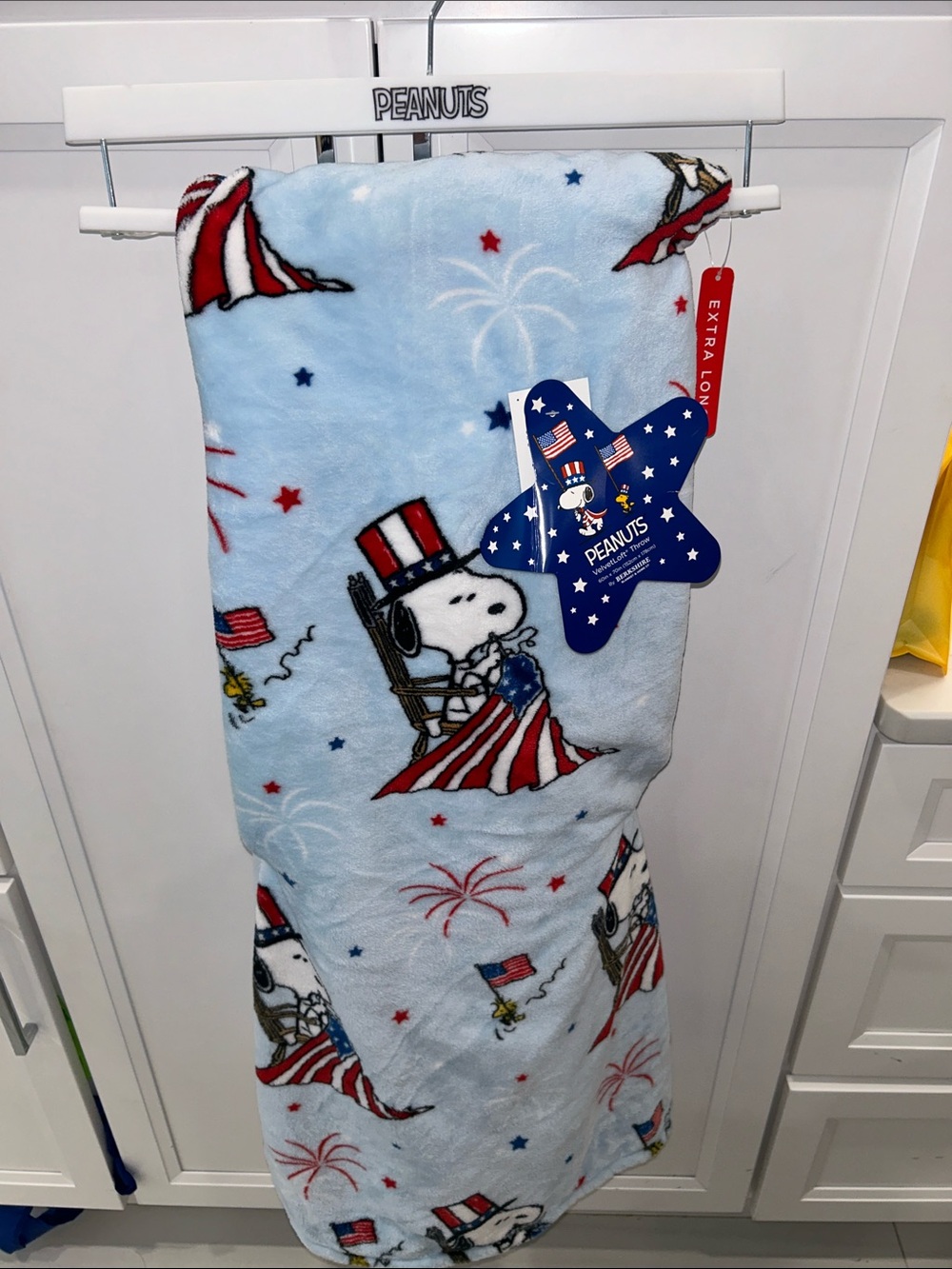 Peanuts & Woodstock Patriotic Velvet Loft Throw Blanket